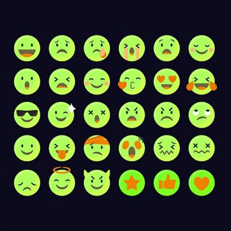 Premium Vector Set Of Emojis Of Light Green Color Emoji Set Collection