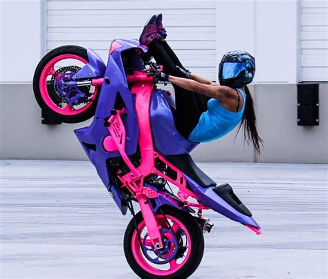 Stunt Rider Drea And Her Pink And Purple Bike