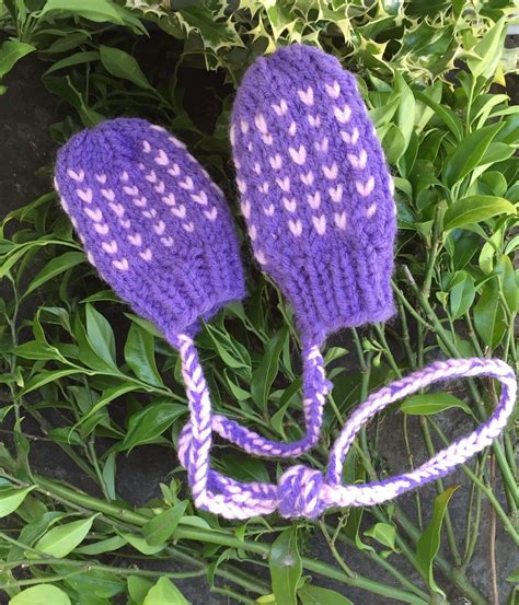 Baby Toddler Knitted Mittens On A String Thumbless Mittens Etsy