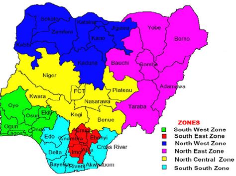Map Of Nigeria Showing 36 States Districts And Federal Capital