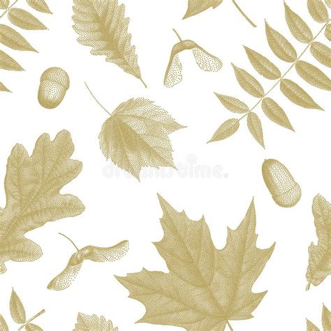 Gold Vintage Engraving Of Autumn Leaves Stock Illustration