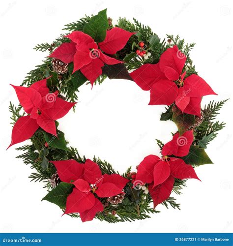 Christmas Poinsettia Wreath Stock Image Image Of Christmas Colorful