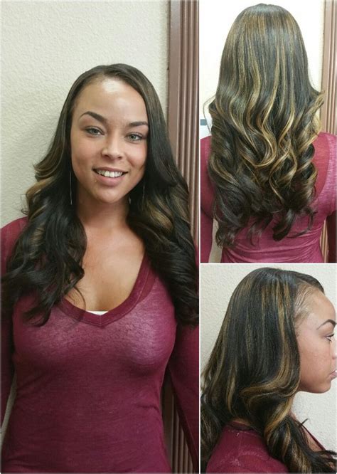 Full Weave With Natural Part Check Out The Highlights Match And Blend