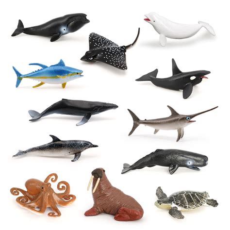 Volnau 12pcs Mini Sea Creature Toys Ocean Miniature Animal Figurines