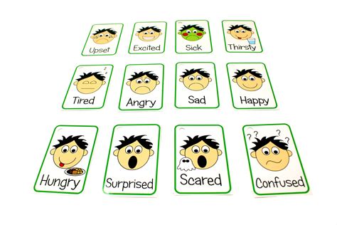 Feelings And Emotions Flash Cards Boys Non Verbal Visual Aid Speech