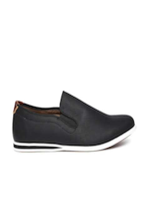 buy aldo men black solid leather slip on sneakers casual shoes for men 1749291 myntra