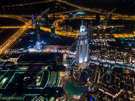 Aerial Night View Of Downtown Dubai From Burj Khalifa Stock Editorial