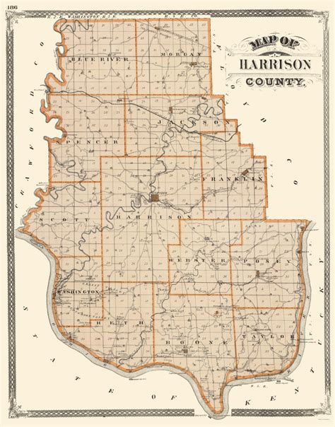 Old County Maps Harrison County Indiana In By Baskin Forester And Co 1876