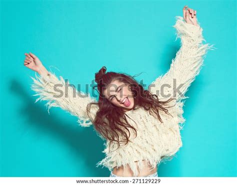 Cheerful Fashion Girl Going Crazy Making Stock Photo Edit Now 271129229