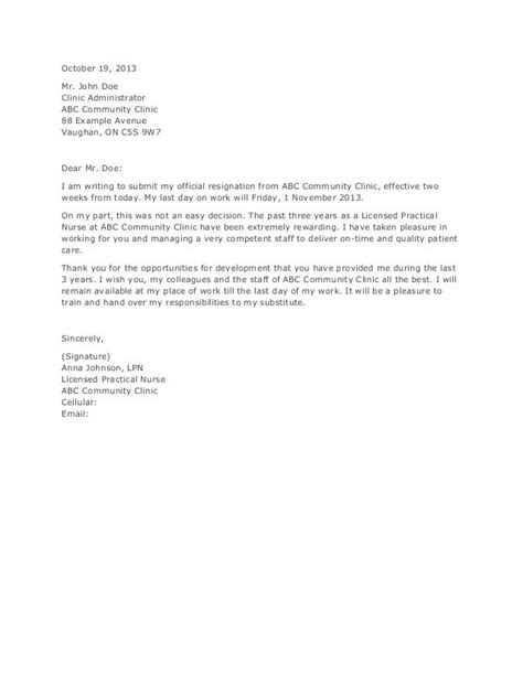 Application And Resignation Letter