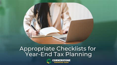 Appropriate Checklists For Year End Tax Planning Cornerstone Financial