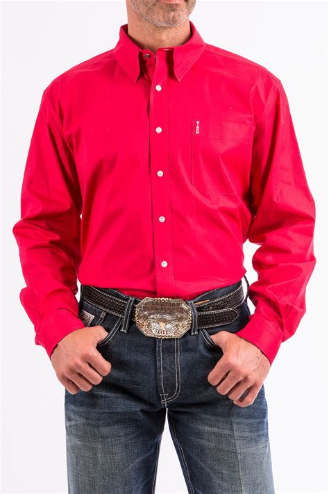 These dress shirts highlight button cuffs, a modern spread memory collar, and soft cotton fabric, serving as the. CINCH Jeans | Men's Solid Pink Modern Fit Western Button ...