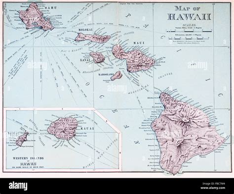 A Map Of Hawaii C 1898 The Eight Major Islands Of The Hawaiian Stock