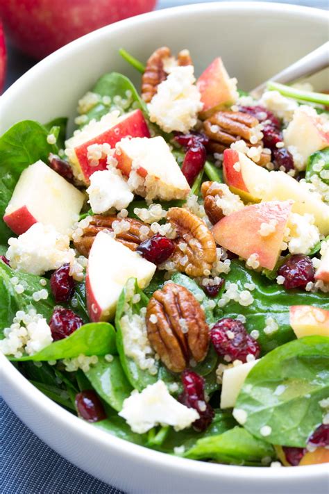 Toss spinach with apples and dressing. Spinach and Quinoa Salad with Apple and Pecans - Kristine ...