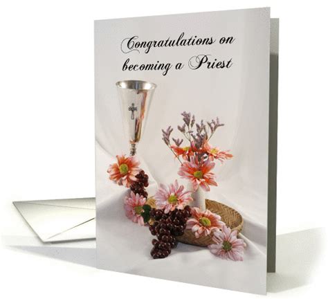 Congratulations On Becoming A Priest Greeting Card Chalice Grapes Card