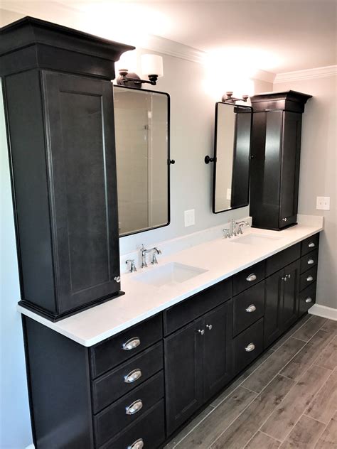 Match them with the top quality chinese black vanity top factory & manufacturers list and more here. Gray, white and black master bathroom - Master bath vanity ...