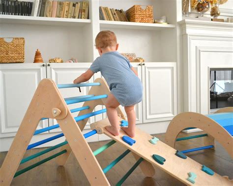 Kids Climbing Toy Toddler Climber Wood Play Gym Balance Board Etsy