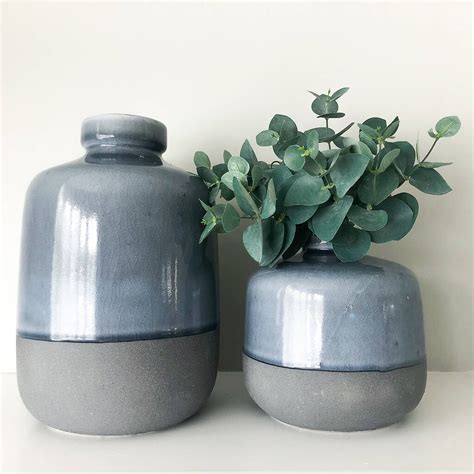 Small Dipped Grey Ceramic Vase By Hunter And Co