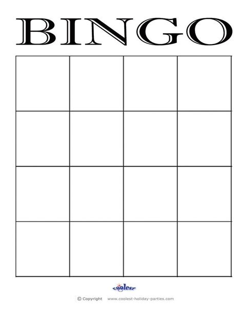 Free Blank Bingo Card Template Printable ~ Addictionary