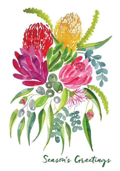 Australian native flowers in season in february. Season's greetings - Australian Natives - A6 Greeting Card ...