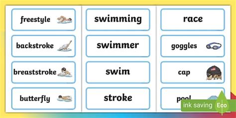 The Olympics Swimming Word Cards Teacher Made Twinkl