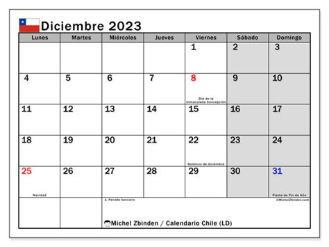 Calendario Diciembre 2023 Chile Michel Zbinden Es