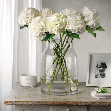 decorating with white hydrangeas my favorite flower glass vase decor vases decor large