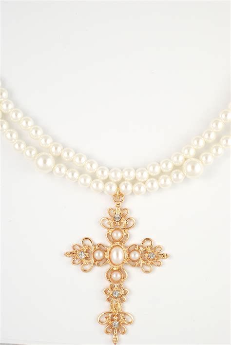 Pearls Cross Necklace Pearl Cross Necklace Jewelry Design Cross Necklace