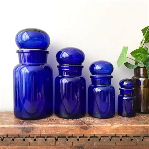 Vintage Apothecary Bottle Set Cobalt Blue Glass Pharmacy Etsy Apothecary Bottles Bottle