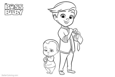 Boss Baby Coloring Pages Wearing Suit Free Printable Coloring Pages