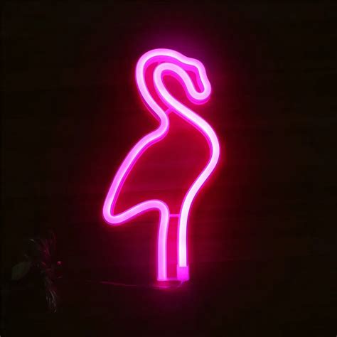 Amagle Usb Battery Powered Flamingo Neon Lamp Pink Led Strip Wall Hanging Neon Lights Bedroom