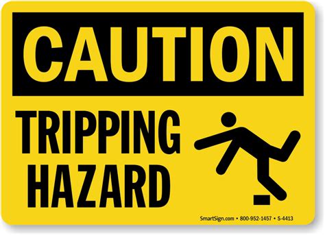 Tripping Hazard Osha Caution Sign With Graphic Sku S 4413