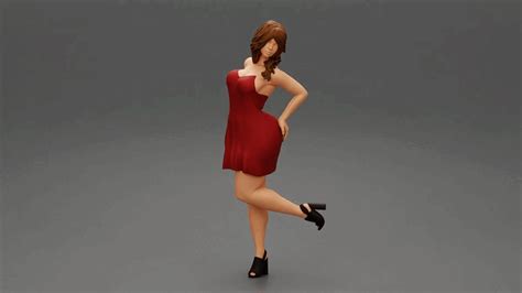 archivo 3d sexy chica joven de pie en una pierna de elevación・objeto imprimible en 3d para
