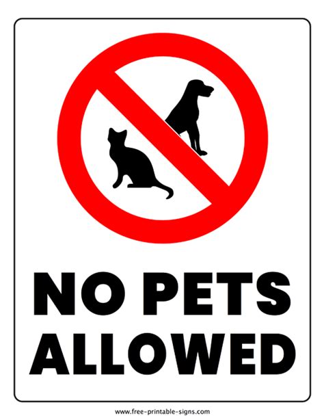 Printable No Pets Allowed Sign Free Printable Signs