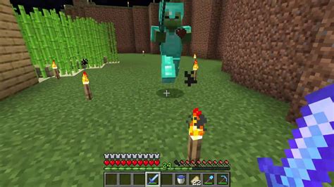 Giving a lucky Zombie full diamond armor and sword - Minecraft - YouTube