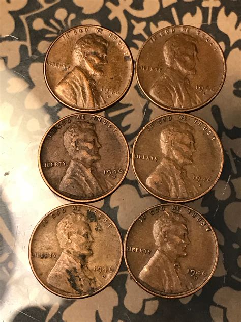 1946 D Lincoln Wheat Penny Set6coins One Price Etsy
