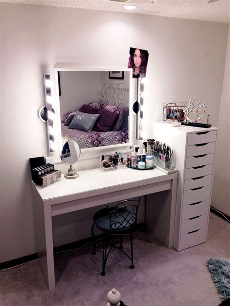 Large dressing table set make up drawers mirrored desk furniture bedroom. Furniture, IKEA Vanity Makeup Table With Lights And ...