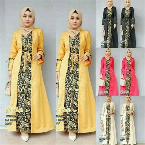 63+ Model Baju Gamis Batik Terbaru 2018! Kombinasi Modern ...