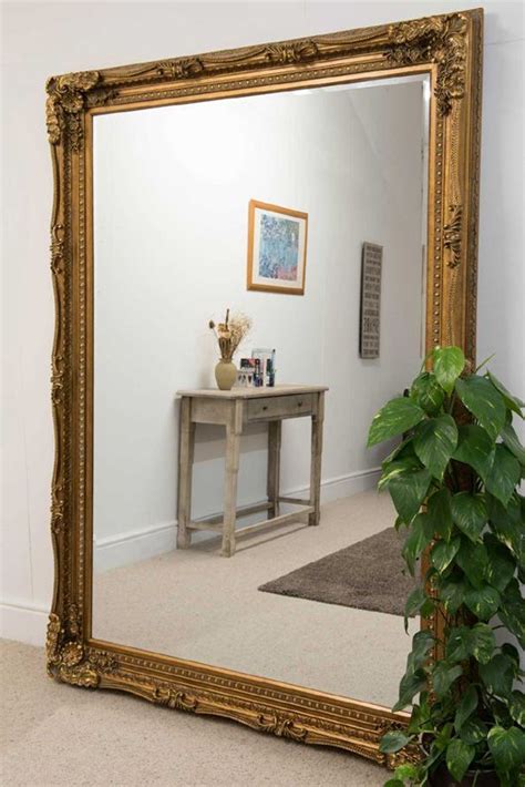 Large round gold wall mounted mirror vintage chic bathroom living room display. XL ORNATE SHABBY CHIC STYLE FRAMED MIRROR IN GOLD - 215x154cm | Gold mirror living room, Large ...