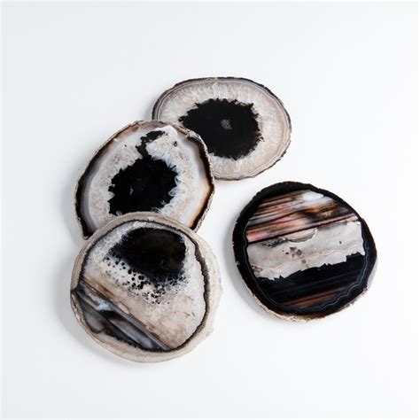 Agate Coasters Set Of 4 Black Bartky Minerals Touch Of Modern