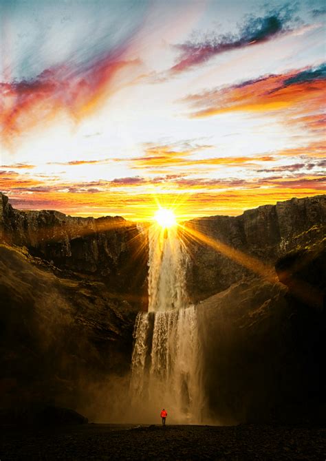 Waterfalls During Sunset · Free Stock Photo