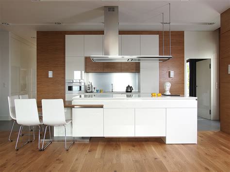 Fantastic, light wood white tops gray floor drawers. modern kitchen flooring - Decoist