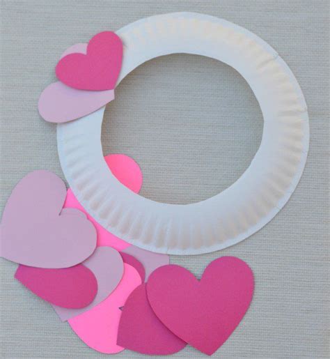 Paper Plate Valentines Day Heart Wreath Craft Valentine Crafts