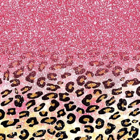 Bubble Gum Pink Faux Glitter Leopard Animal Print By