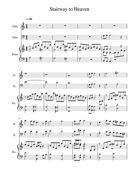 Stairway To Heaven Harp Flutes Sheet Music For Flute Piano Download