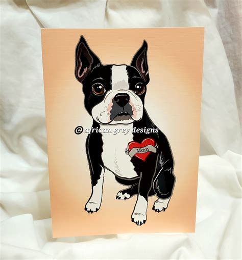 Custom Boston Terrier Tattoo Greeting Card Etsy