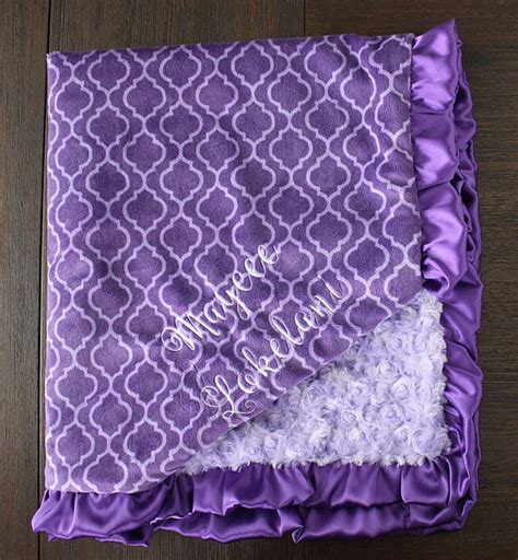Items Similar To Personalized Minky Blanket Purple Baby Blanket