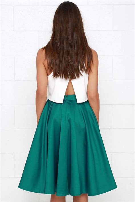 Cute Dark Teal Skirt Midi Skirt Satin Skirt Tulle Skirt 5200