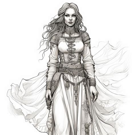 Premium Ai Image Mystical Beauty A Detailed Medieval Character Concept Sheet Featuring An