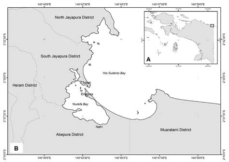Map Of Study Site A Papua Island And B Jayapura City Papua